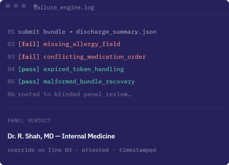 Failure engine simulating clinical edge cases
